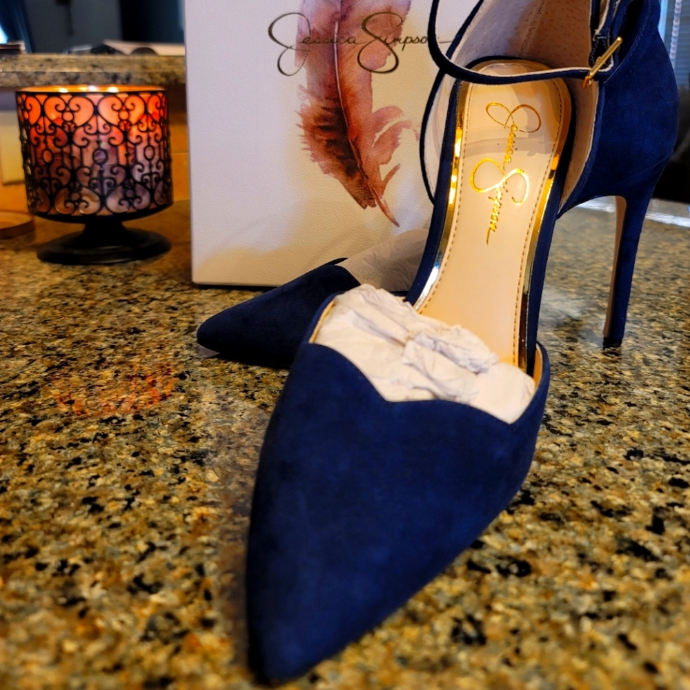 Jessica Simpson, 7.5 M, Blue Suede heels